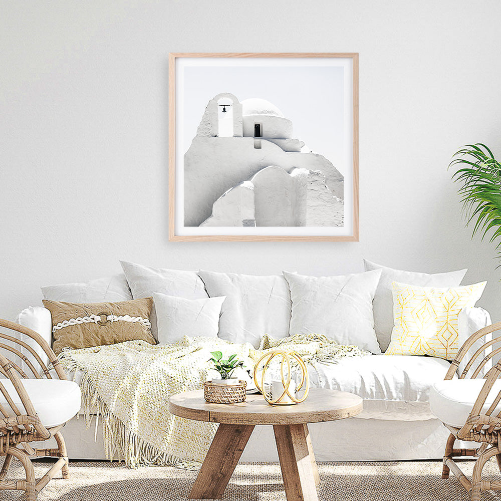 Shop Mykonos Church (Square) Photo Art Print a photography wall art print from The Print Emporium wall artwork collection - Buy Australian made fine art poster and framed prints for the home and your interior decor room, TPE-845-AP