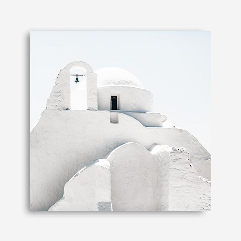 Shop Mykonos Church (Square) Photo Canvas a photography framed stretched canvas print from The Print Emporium wall artwork collection - Buy Australian made prints for the home and your interior decor space, TPE-845-CA-40X40-NF