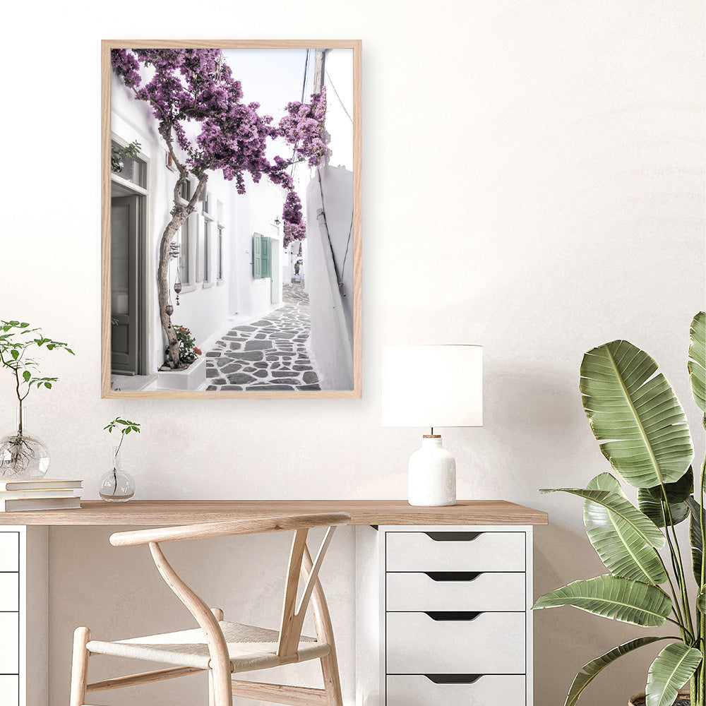 Shop Mykonos Laneway II Photo Art Print a coastal themed photography wall art print from The Print Emporium wall artwork collection - Buy Australian made fine art poster and framed prints for the home and your interior decor, TPE-1165-AP