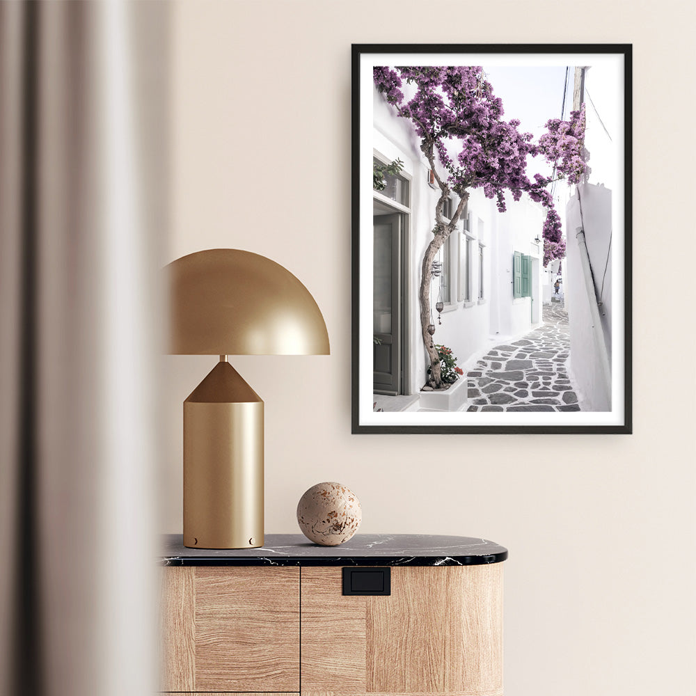 Shop Mykonos Laneway II Photo Art Print a coastal themed photography wall art print from The Print Emporium wall artwork collection - Buy Australian made fine art poster and framed prints for the home and your interior decor, TPE-1165-AP