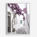 Shop Mykonos Laneway II Photo Canvas Print a coastal themed photography framed stretched canvas print from The Print Emporium wall artwork collection - Buy Australian made prints for the home and your interior decor space, TPE-1165-CA-35X46-NF