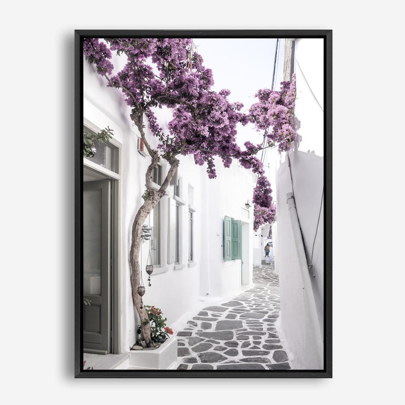 Shop Mykonos Laneway II Photo Canvas Print a coastal themed photography framed stretched canvas print from The Print Emporium wall artwork collection - Buy Australian made prints for the home and your interior decor space, TPE-1165-CA-35X46-NF