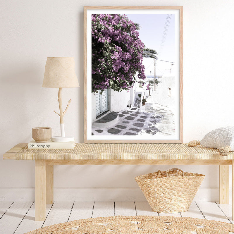 Shop Mykonos Laneway Photo Art Print a coastal themed photography wall art print from The Print Emporium wall artwork collection - Buy Australian made fine art poster and framed prints for the home and your interior decor, TPE-1167-AP