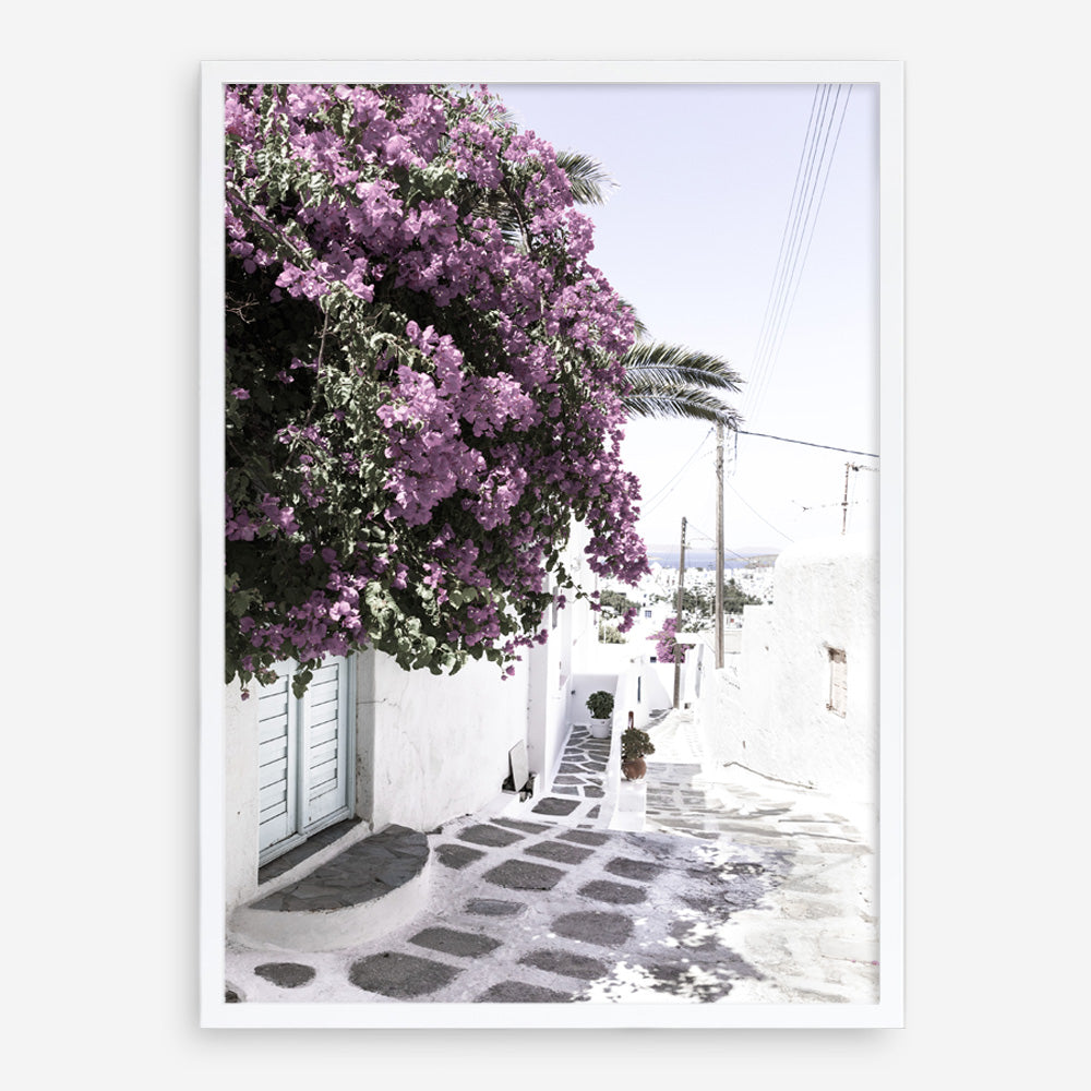 Shop Mykonos Laneway Photo Art Print a coastal themed photography wall art print from The Print Emporium wall artwork collection - Buy Australian made fine art poster and framed prints for the home and your interior decor, TPE-1167-AP