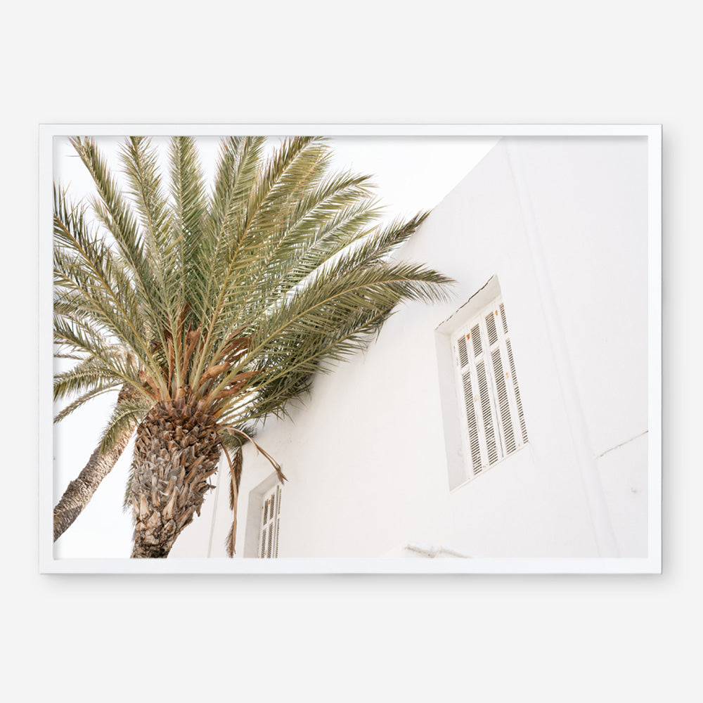 Shop Mykonos Palm Villa I Photo Art Print a coastal themed photography wall art print from The Print Emporium wall artwork collection - Buy Australian made fine art poster and framed prints for the home and your interior decor, TPE-1357-AP