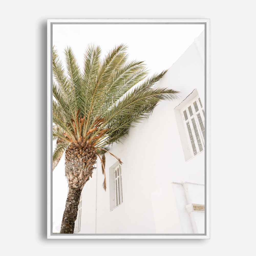 Shop Mykonos Palm Villa II Photo Canvas Print a coastal themed photography framed stretched canvas print from The Print Emporium wall artwork collection - Buy Australian made prints for the home and your interior decor space, TPE-1367-CA-35X46-NF