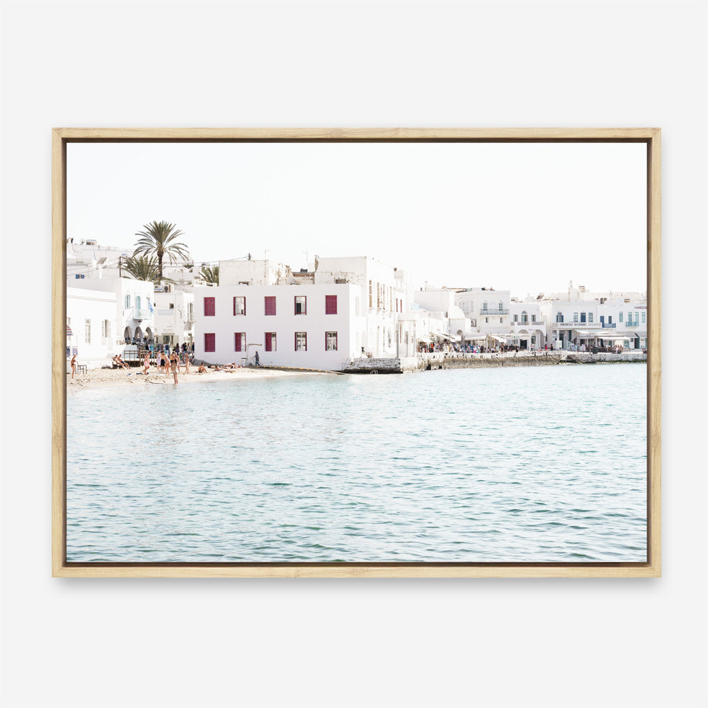 Shop Mykonos Town I Photo Canvas Print a coastal themed photography framed stretched canvas print from The Print Emporium wall artwork collection - Buy Australian made prints for the home and your interior decor space, TPE-1373-CA-35X46-NF
