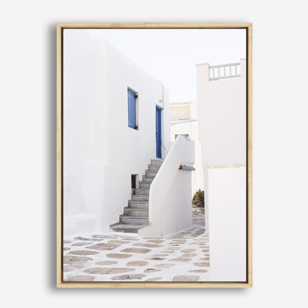 Shop Mykonos Town Photo Canvas Print a coastal themed photography framed stretched canvas print from The Print Emporium wall artwork collection - Buy Australian made prints for the home and your interior decor space, TPE-1345-CA-35X46-NF