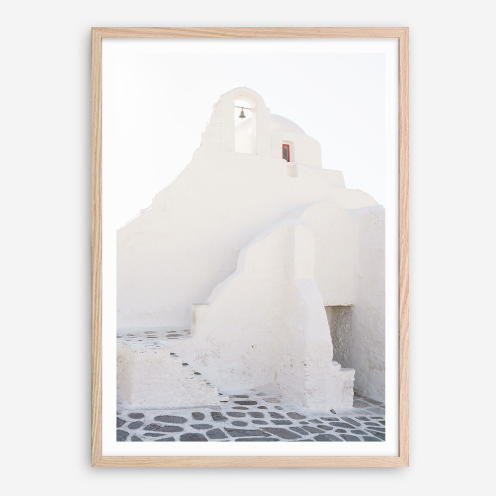 Shop Mykonos White Church Photo Art Print a coastal themed photography wall art print from The Print Emporium wall artwork collection - Buy Australian made fine art poster and framed prints for the home and your interior decor, TPE-1344-AP