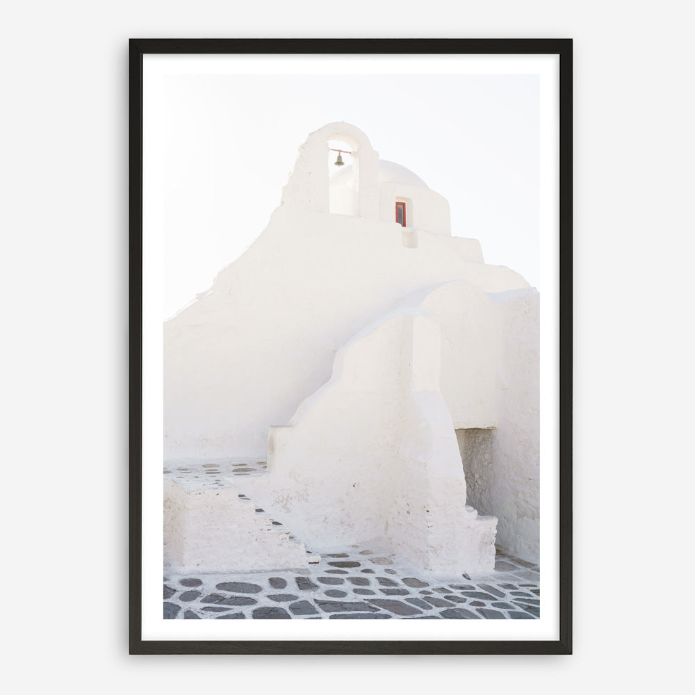 Shop Mykonos White Church Photo Art Print a coastal themed photography wall art print from The Print Emporium wall artwork collection - Buy Australian made fine art poster and framed prints for the home and your interior decor, TPE-1344-AP