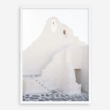 Shop Mykonos White Church Photo Art Print a coastal themed photography wall art print from The Print Emporium wall artwork collection - Buy Australian made fine art poster and framed prints for the home and your interior decor, TPE-1344-AP
