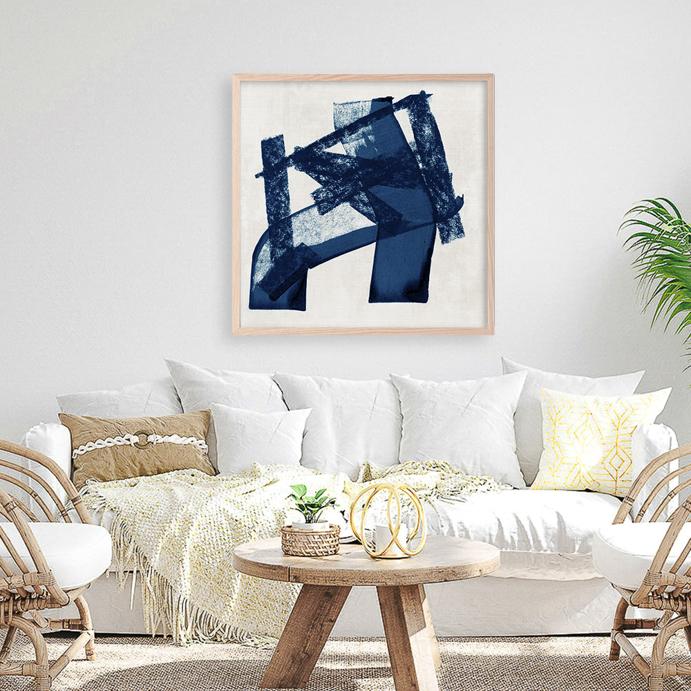 Shop Navy Paths I (Square) Art Print a painted abstract themed wall art print from The Print Emporium wall artwork collection - Buy Australian made fine art painting style poster and framed prints for the home and your interior decor room, TPE-PC-WZ081-AP