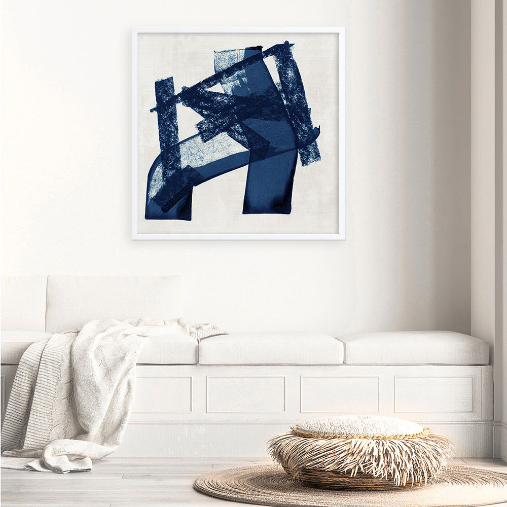 Shop Navy Paths I (Square) Art Print a painted abstract themed wall art print from The Print Emporium wall artwork collection - Buy Australian made fine art painting style poster and framed prints for the home and your interior decor room, TPE-PC-WZ081-AP