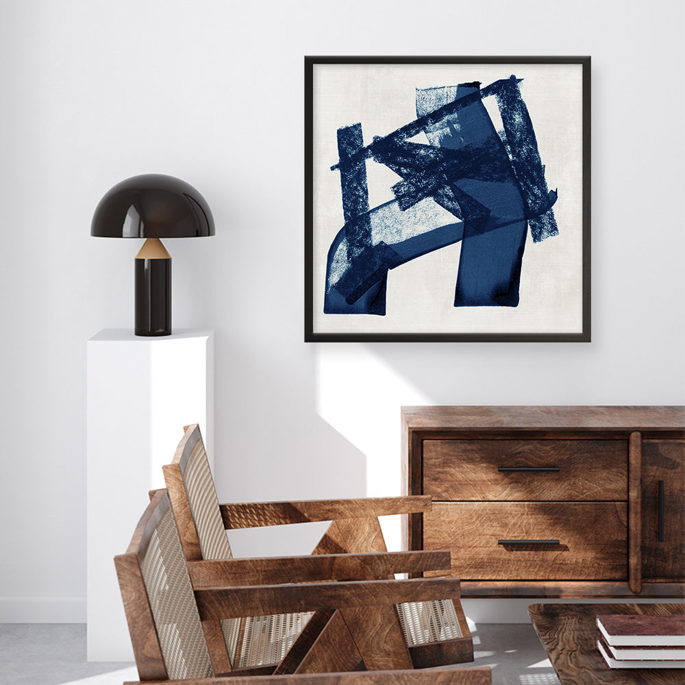 Shop Navy Paths I (Square) Art Print a painted abstract themed wall art print from The Print Emporium wall artwork collection - Buy Australian made fine art painting style poster and framed prints for the home and your interior decor room, TPE-PC-WZ081-AP