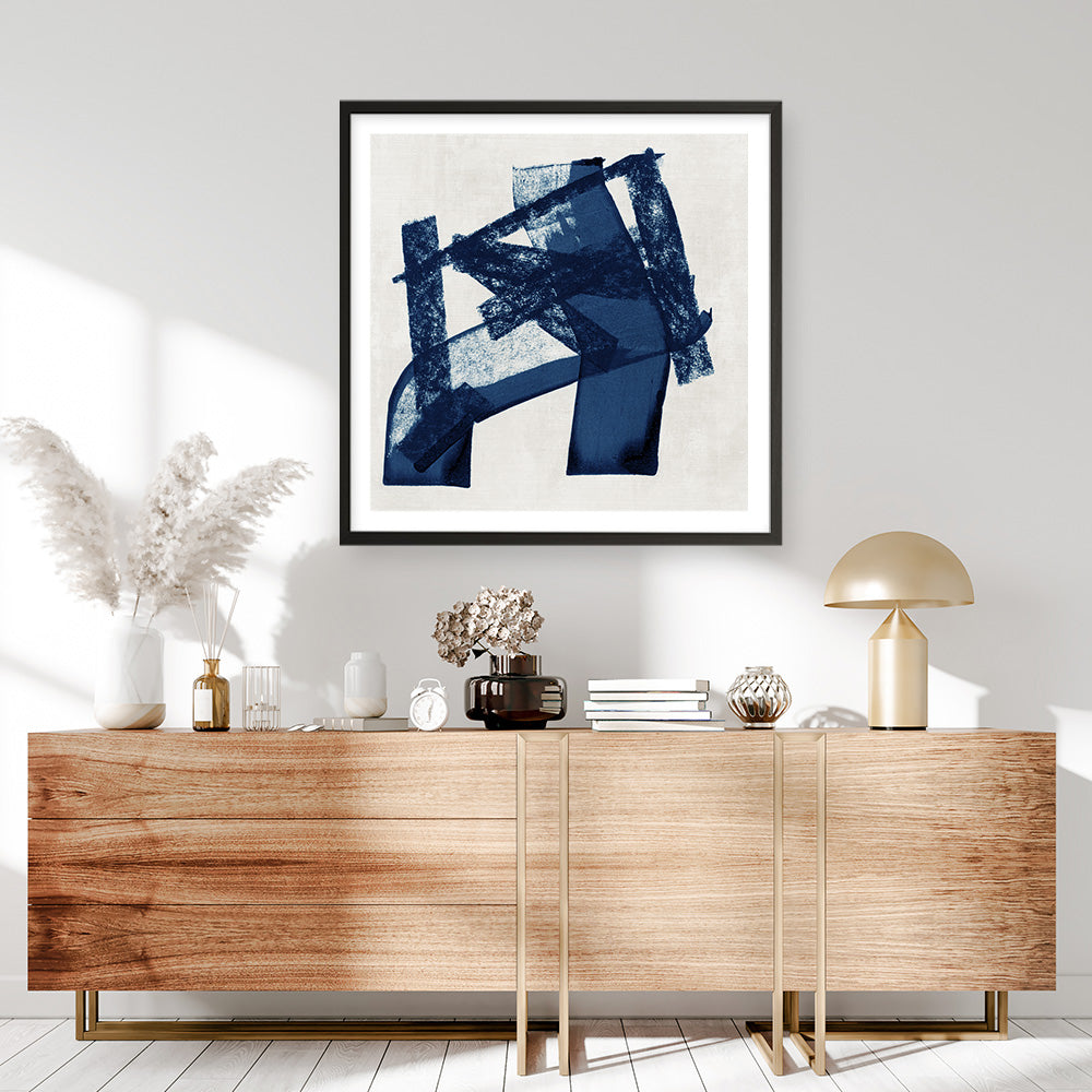 Shop Navy Paths I (Square) Art Print a painted abstract themed wall art print from The Print Emporium wall artwork collection - Buy Australian made fine art painting style poster and framed prints for the home and your interior decor room, TPE-PC-WZ081-AP