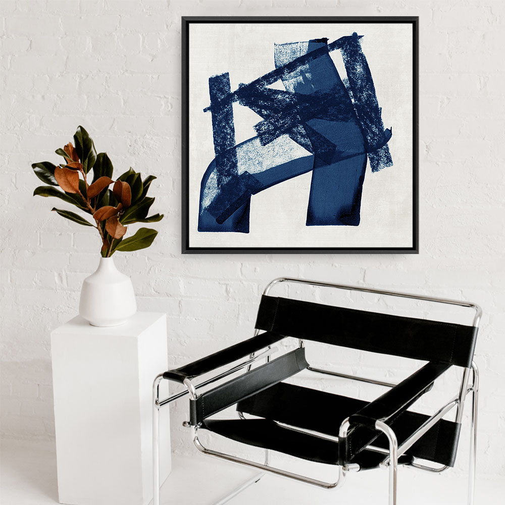 Shop Navy Paths I (Square) Canvas Print a painted abstract themed framed canvas wall art print from The Print Emporium artwork collection - Buy Australian made fine art painting style stretched canvas prints for the home and your interior decor space, TPE-PC-WZ081-CA-40X40-NF