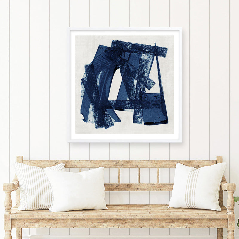 Shop Navy Paths II (Square) Art Print a painted abstract themed wall art print from The Print Emporium wall artwork collection - Buy Australian made fine art painting style poster and framed prints for the home and your interior decor room, TPE-PC-WZ082-AP