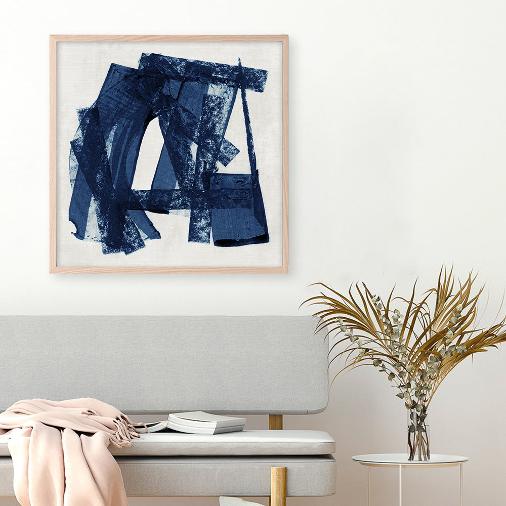 Shop Navy Paths II (Square) Art Print a painted abstract themed wall art print from The Print Emporium wall artwork collection - Buy Australian made fine art painting style poster and framed prints for the home and your interior decor room, TPE-PC-WZ082-AP
