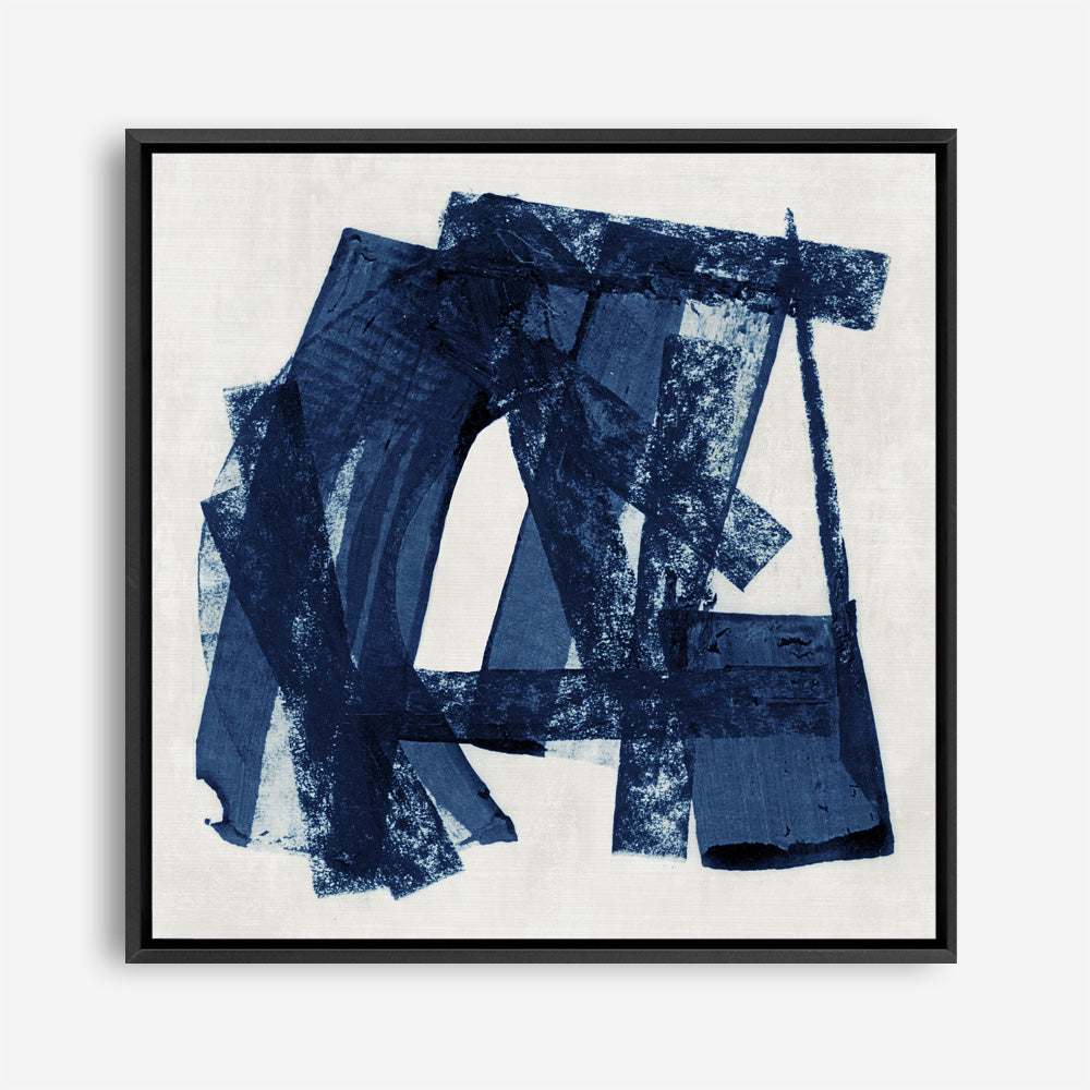 Shop Navy Paths II (Square) Canvas Print a painted abstract themed framed canvas wall art print from The Print Emporium artwork collection - Buy Australian made fine art painting style stretched canvas prints for the home and your interior decor space, TPE-PC-WZ082-CA-40X40-NF