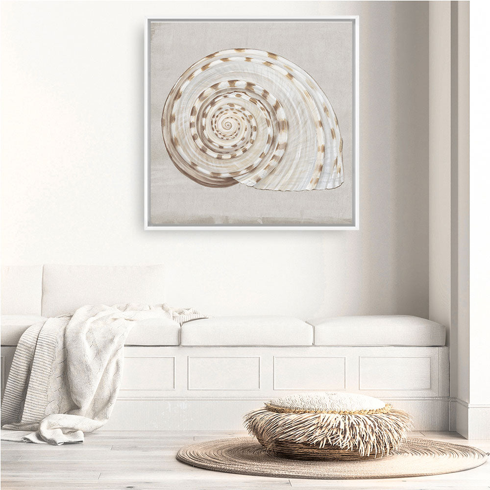 Shop Neutral Shells I (Square) Canvas Print a painted abstract themed framed canvas wall art print from The Print Emporium artwork collection - Buy Australian made fine art painting style stretched canvas prints for the home and your interior decor space, TPE-PC-EW142-CA-40X40-NF