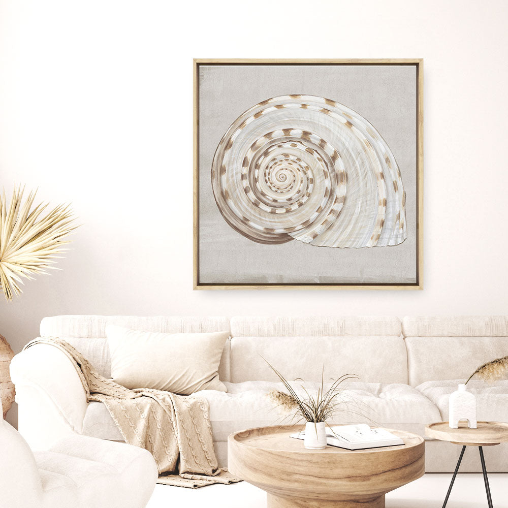 Shop Neutral Shells I (Square) Canvas Print a painted abstract themed framed canvas wall art print from The Print Emporium artwork collection - Buy Australian made fine art painting style stretched canvas prints for the home and your interior decor space, TPE-PC-EW142-CA-40X40-NF