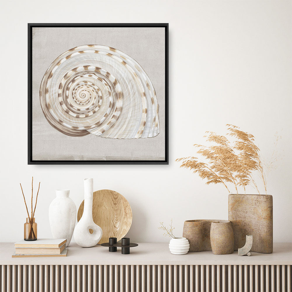 Shop Neutral Shells I (Square) Canvas Print a painted abstract themed framed canvas wall art print from The Print Emporium artwork collection - Buy Australian made fine art painting style stretched canvas prints for the home and your interior decor space, TPE-PC-EW142-CA-40X40-NF