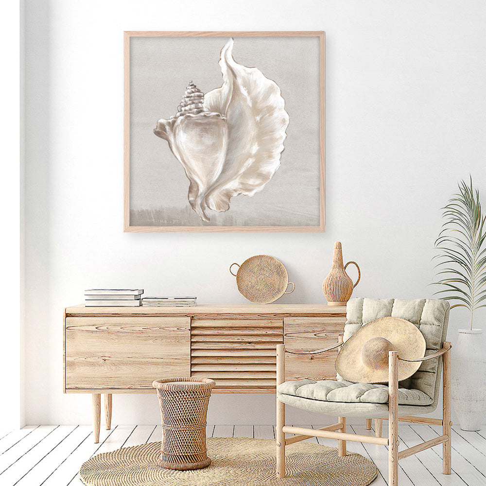 Shop Neutral Shells III (Square) Art Print a painted abstract themed wall art print from The Print Emporium wall artwork collection - Buy Australian made fine art painting style poster and framed prints for the home and your interior decor room, TPE-PC-EW144-AP
