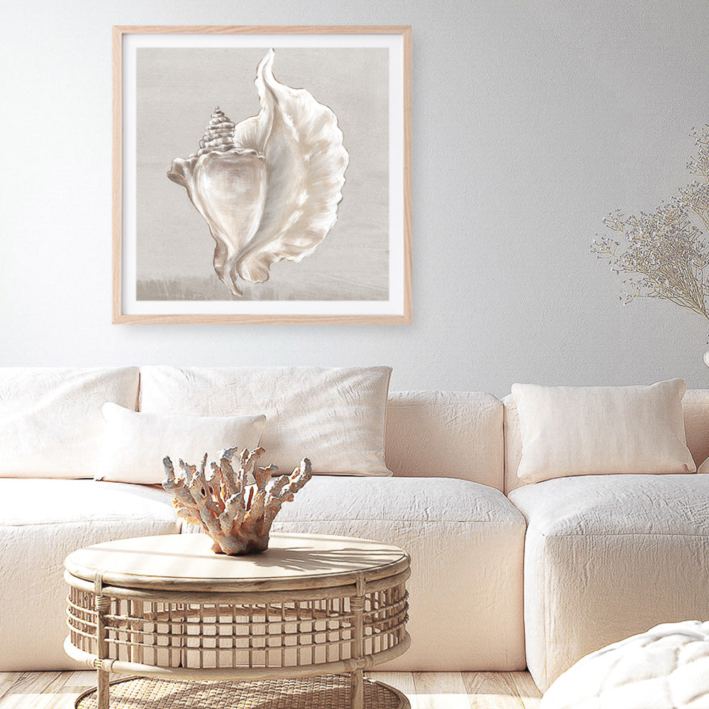 Shop Neutral Shells III (Square) Art Print a painted abstract themed wall art print from The Print Emporium wall artwork collection - Buy Australian made fine art painting style poster and framed prints for the home and your interior decor room, TPE-PC-EW144-AP