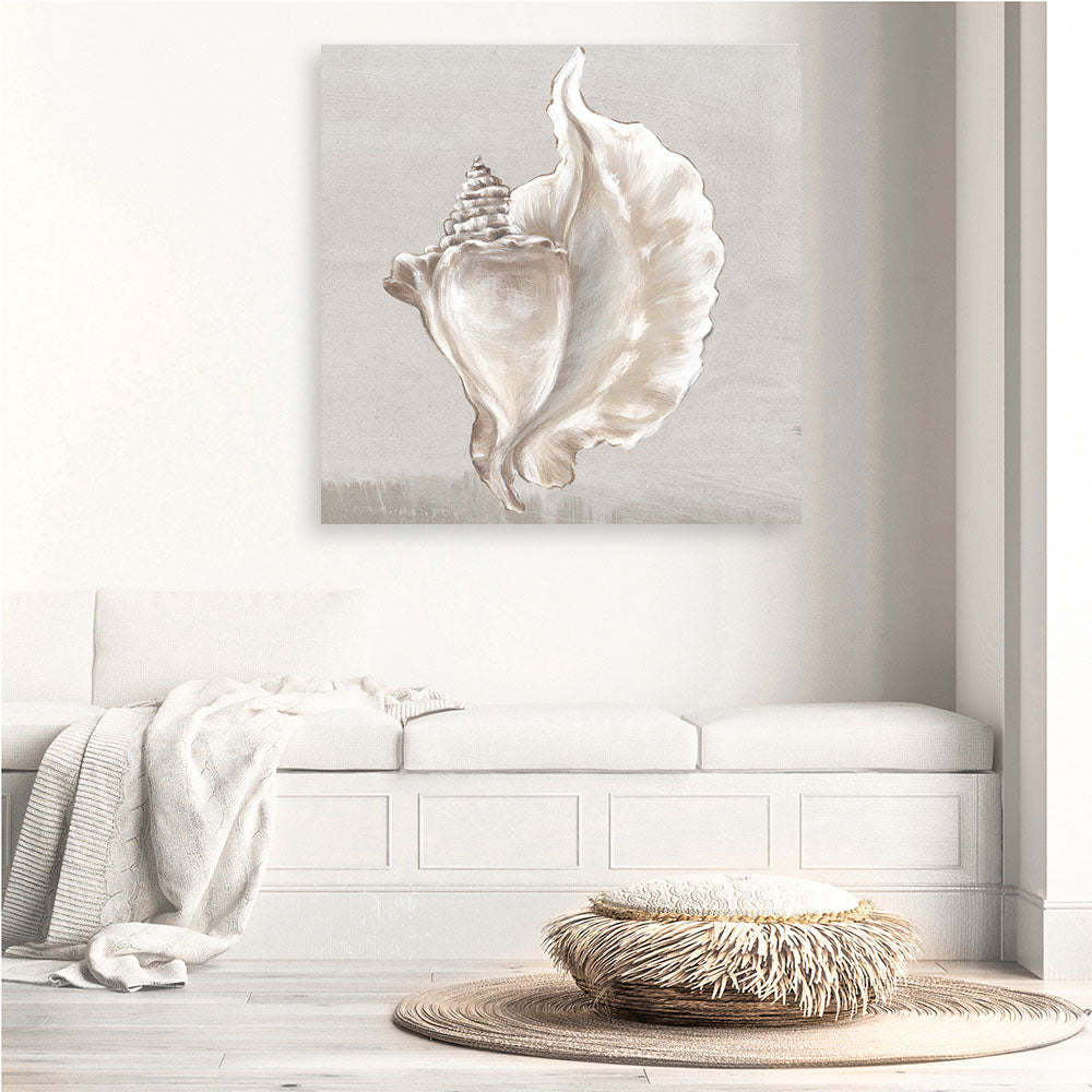 Shop Neutral Shells III (Square) Canvas Print a painted abstract themed framed canvas wall art print from The Print Emporium artwork collection - Buy Australian made fine art painting style stretched canvas prints for the home and your interior decor space, TPE-PC-EW144-CA-40X40-NF