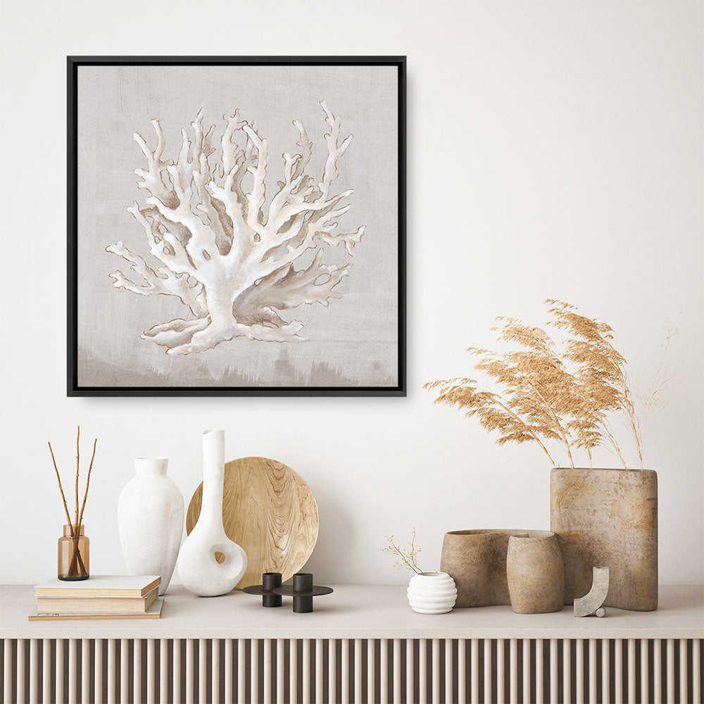 Shop Neutral Shells IV (Square) Canvas Print a painted abstract themed framed canvas wall art print from The Print Emporium artwork collection - Buy Australian made fine art painting style stretched canvas prints for the home and your interior decor space, TPE-PC-EW187-CA-40X40-NF