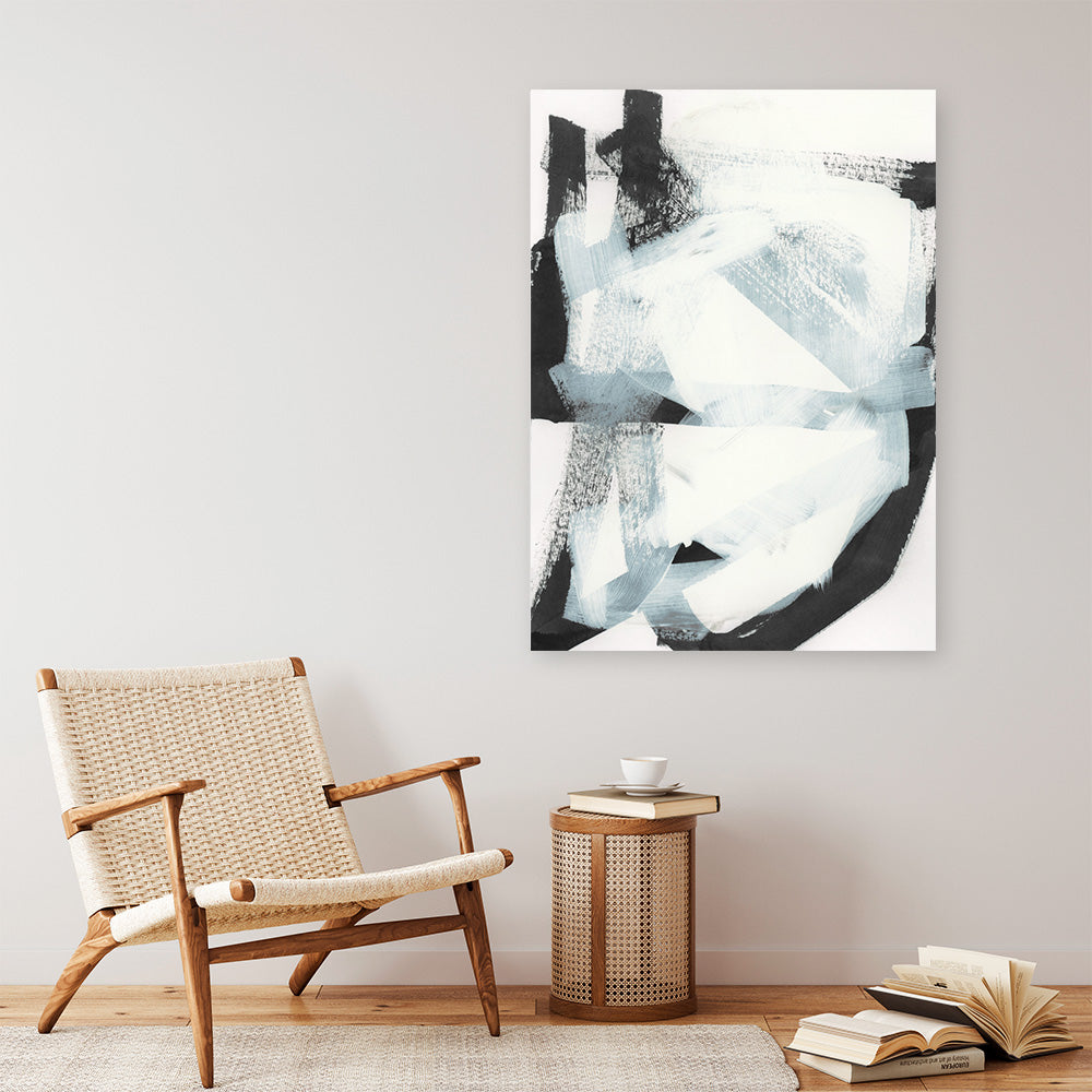 Shop Noir Shapes I Canvas Print a painted abstract themed framed canvas wall art print from The Print Emporium artwork collection - Buy Australian made fine art painting style stretched canvas prints for the home and your interior decor space, TPE-PC-WZ561-CA-35X46-NF