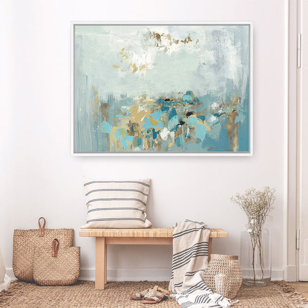 Shop Nu Bleu Canvas Print a painted abstract themed framed canvas wall art print from The Print Emporium artwork collection - Buy Australian made fine art painting style stretched canvas prints for the home and your interior decor space, TPE-PC-BC055-CA-35X46-NF