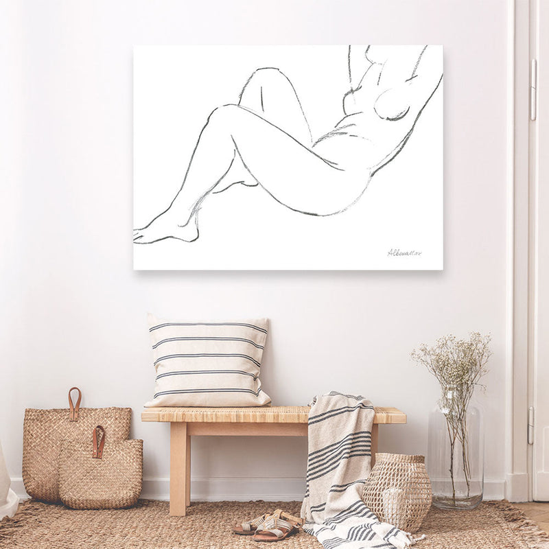 Shop Nude Sketch II Canvas Print a painted abstract themed framed canvas wall art print from The Print Emporium artwork collection - Buy Australian made fine art painting style stretched canvas prints for the home and your interior decor space, TPE-WA-54058-CA-35X46-NF
