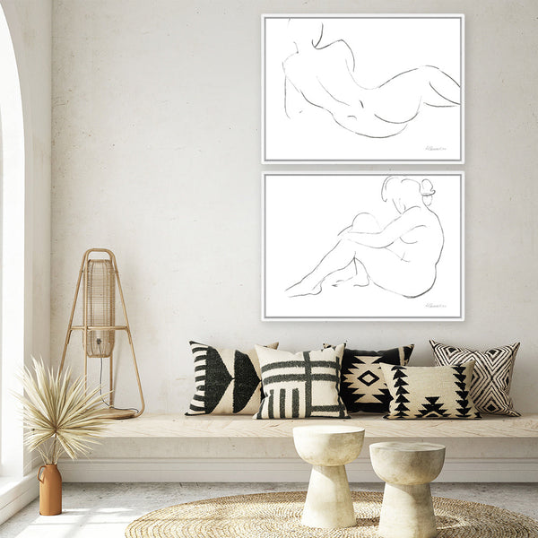 Shop Nude Sketch IV Canvas Print a painted abstract themed framed canvas wall art print from The Print Emporium artwork collection - Buy Australian made fine art painting style stretched canvas prints for the home and your interior decor space, TPE-WA-54060-CA-35X46-NF