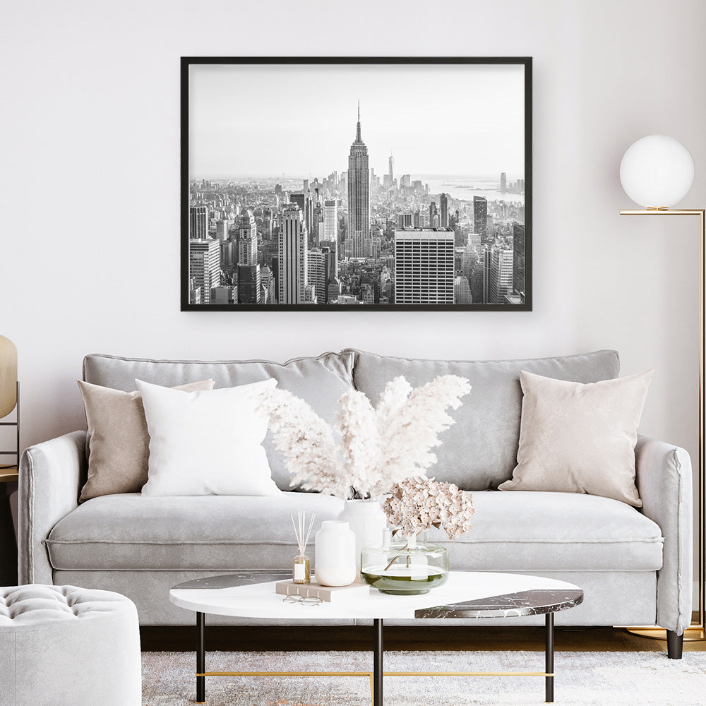 Shop Nyc Skyline B&W Photo Art Print a photography wall art print from The Print Emporium wall artwork collection - Buy Australian made fine art poster and framed prints for the home and your interior decor room, TPE-296-AP