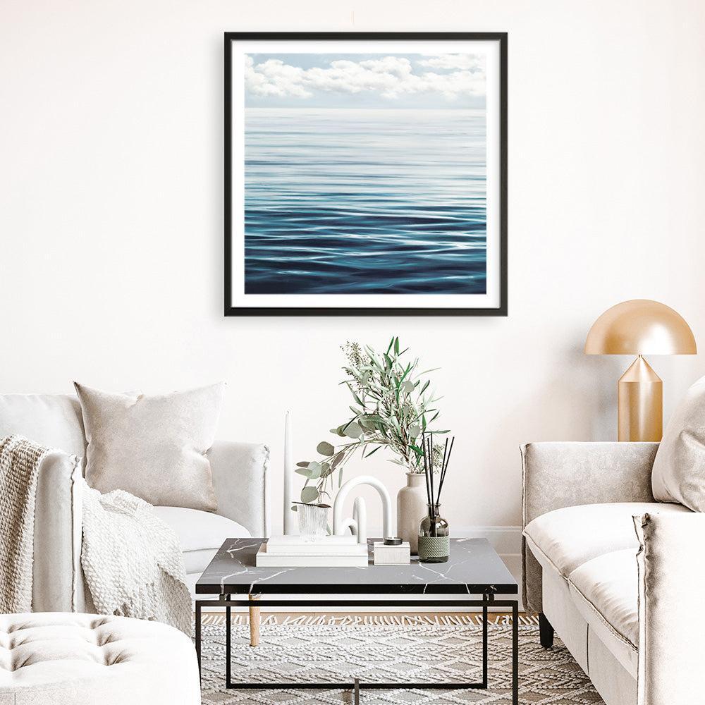 Shop Ocean Horizon (Square) Art Print a coastal themed painted wall art print from The Print Emporium wall artwork collection - Buy Australian made fine art painting style poster and framed prints for the home and your interior decor room, TPE-062-AP