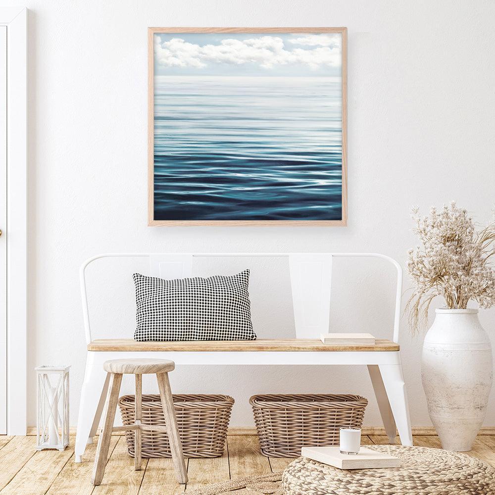 Shop Ocean Horizon (Square) Art Print a coastal themed painted wall art print from The Print Emporium wall artwork collection - Buy Australian made fine art painting style poster and framed prints for the home and your interior decor room, TPE-062-AP