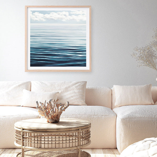 Shop Ocean Horizon (Square) Art Print a coastal themed painted wall art print from The Print Emporium wall artwork collection - Buy Australian made fine art painting style poster and framed prints for the home and your interior decor room, TPE-062-AP