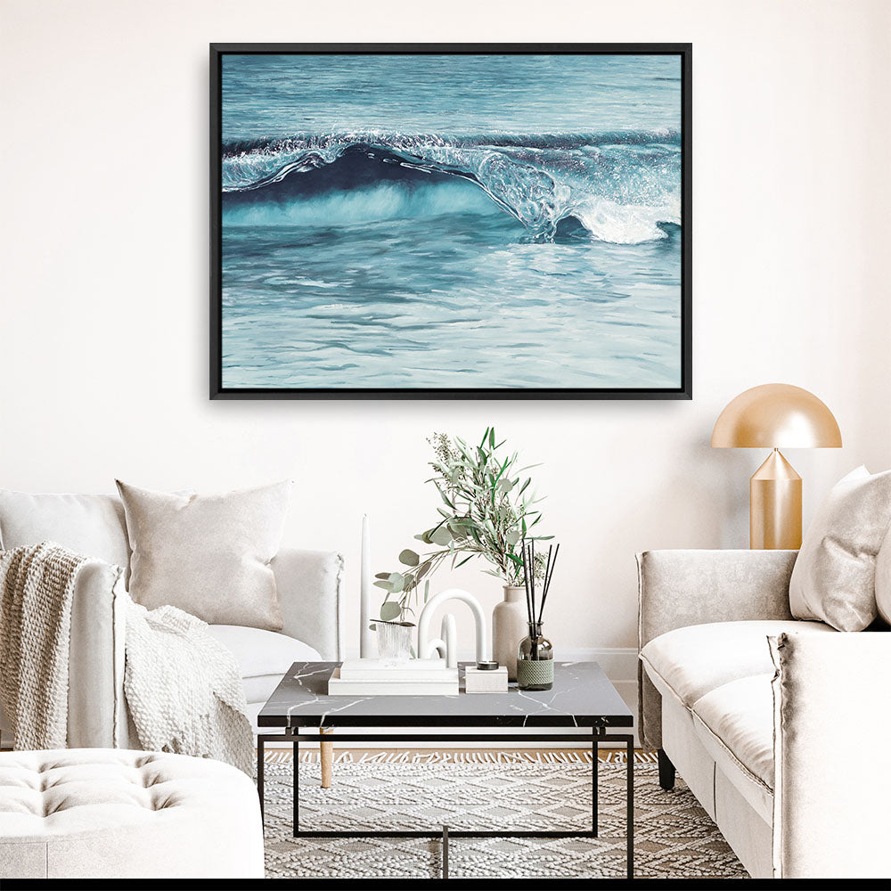 Shop Ocean Wave Canvas Print a coastal themed painted framed canvas wall art print from The Print Emporium artwork collection - Buy Australian made fine art painting style stretched canvas prints for the home and your interior decor space, TPE-033-CA-35X46-NF