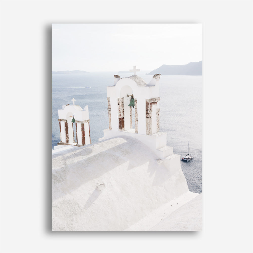 Shop Oia Bells I Photo Canvas Print a coastal themed photography framed stretched canvas print from The Print Emporium wall artwork collection - Buy Australian made prints for the home and your interior decor space, TPE-1330-CA-35X46-NF