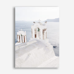 Shop Oia Bells I Photo Canvas Print a coastal themed photography framed stretched canvas print from The Print Emporium wall artwork collection - Buy Australian made prints for the home and your interior decor space, TPE-1330-CA-35X46-NF