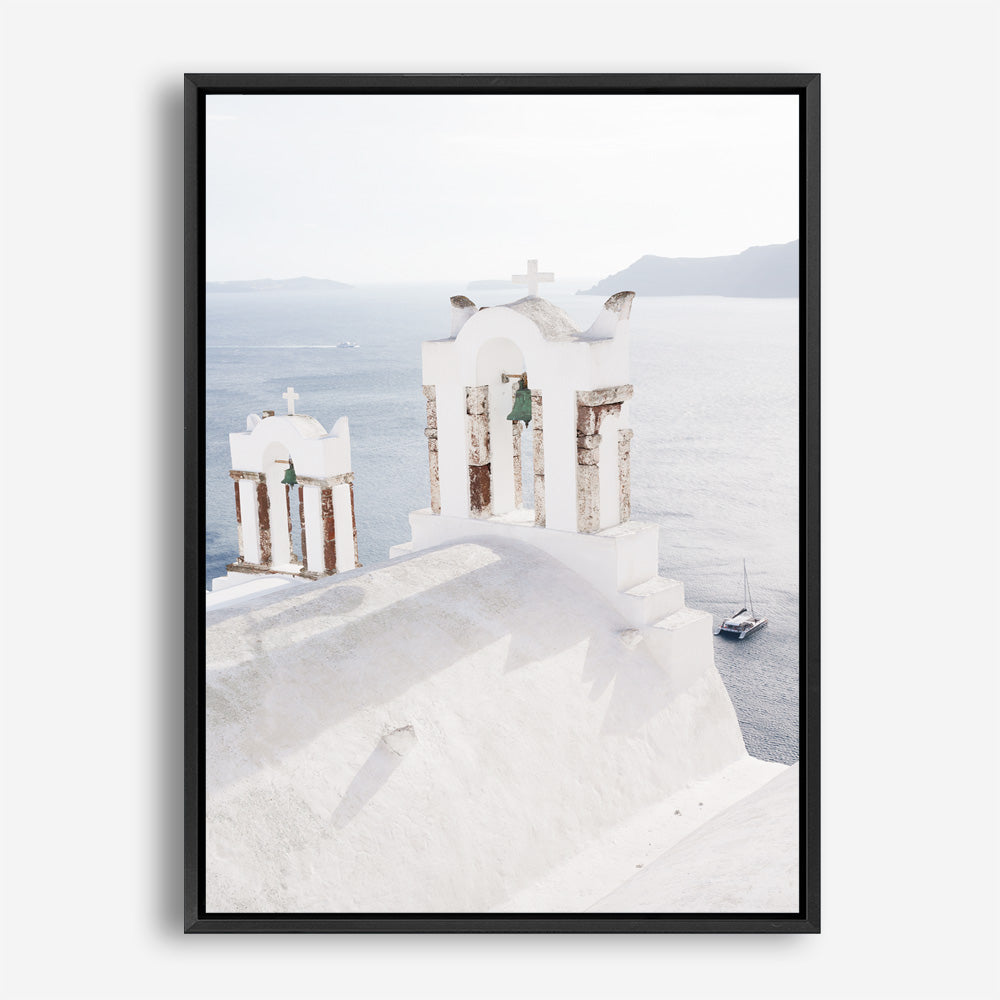 Shop Oia Bells I Photo Canvas Print a coastal themed photography framed stretched canvas print from The Print Emporium wall artwork collection - Buy Australian made prints for the home and your interior decor space, TPE-1330-CA-35X46-NF