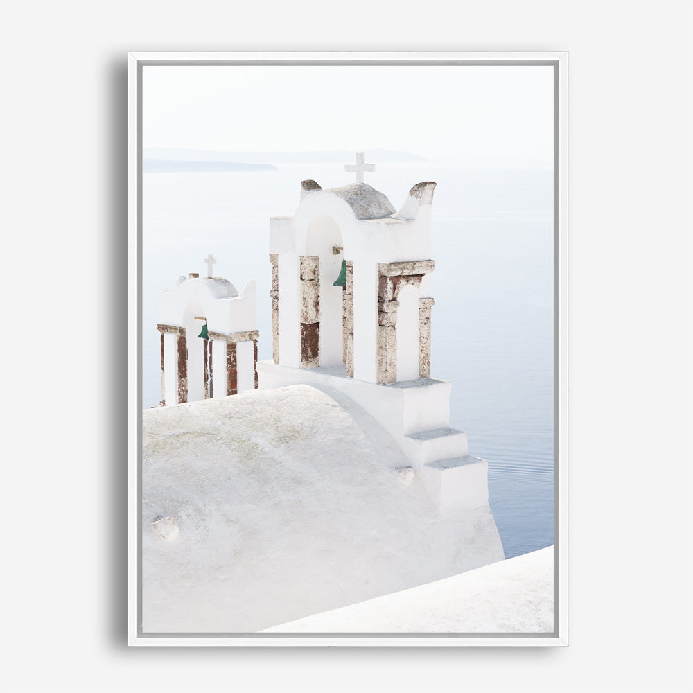 Shop Oia Bells II Photo Canvas Print a coastal themed photography framed stretched canvas print from The Print Emporium wall artwork collection - Buy Australian made prints for the home and your interior decor space, TPE-1343-CA-35X46-NF