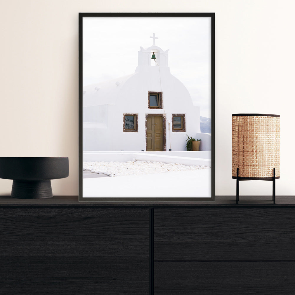 Shop Oia Church I Photo Art Print a coastal themed photography wall art print from The Print Emporium wall artwork collection - Buy Australian made fine art poster and framed prints for the home and your interior decor, TPE-1327-AP