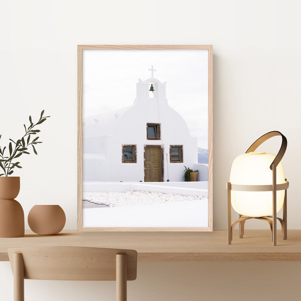 Shop Oia Church I Photo Art Print a coastal themed photography wall art print from The Print Emporium wall artwork collection - Buy Australian made fine art poster and framed prints for the home and your interior decor, TPE-1327-AP