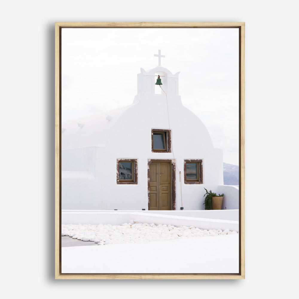 Shop Oia Church I Photo Canvas Print a coastal themed photography framed stretched canvas print from The Print Emporium wall artwork collection - Buy Australian made prints for the home and your interior decor space, TPE-1327-CA-35X46-NF