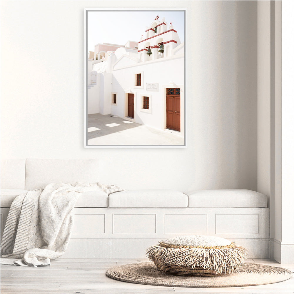 Shop Oia Little Church Photo Canvas Print a photography framed stretched canvas print from The Print Emporium wall artwork collection - Buy Australian made prints for the home and your interior decor space, TPE-1339-CA-35X46-NF