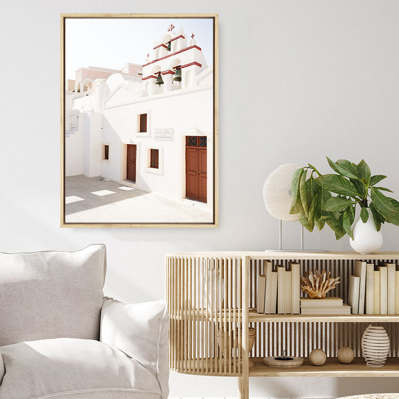Shop Oia Little Church Photo Canvas Print a photography framed stretched canvas print from The Print Emporium wall artwork collection - Buy Australian made prints for the home and your interior decor space, TPE-1339-CA-35X46-NF