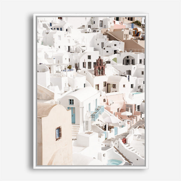 Shop Oia Panorama I Photo Canvas Print a photography framed stretched canvas print from The Print Emporium wall artwork collection - Buy Australian made prints for the home and your interior decor space, TPE-1363-CA-35X46-NF