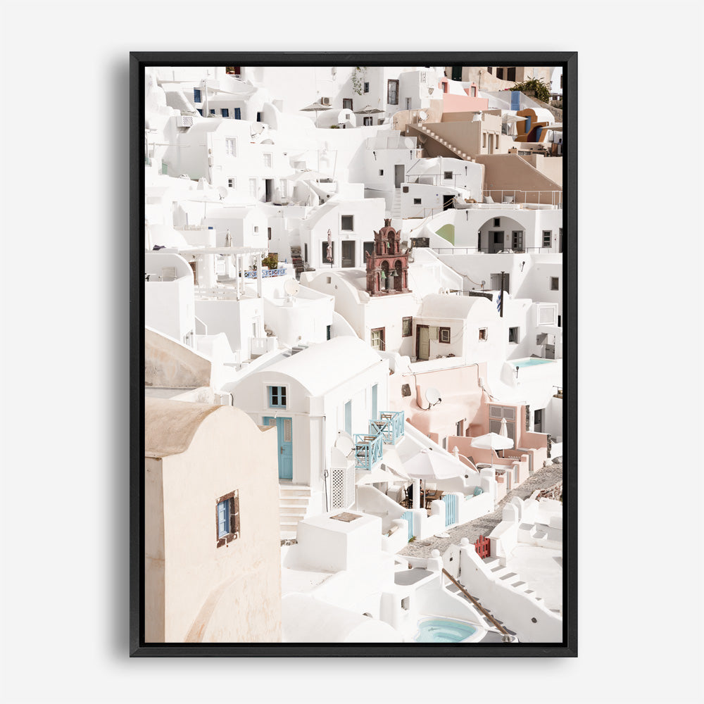 Shop Oia Panorama I Photo Canvas Print a photography framed stretched canvas print from The Print Emporium wall artwork collection - Buy Australian made prints for the home and your interior decor space, TPE-1363-CA-35X46-NF